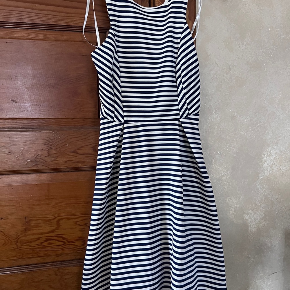 Glam Doll Women’s High Neck Skater Dress Size XS Navy/White Striped Nautical